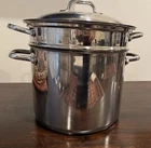 Wolfgang Puck Qt Stockpot With Steamer Insert & Lid 18/10 Stainless Steel) Used. Price: $49.99.