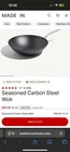 Made In Seasoned Carbon Steel Wok 13" New Pan No Box. Price: $72.00.