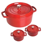 Staub 5.5-QT Round Cocotte With Two Bonus Minis, Cherry New. Price: $383.13.