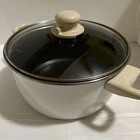 Sitram 5 Qt. Non Stick Aluminum Stock Pot W/glass Lid White Made France Used. Price: $24.18.