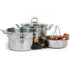 Norpro Krona 8 Quart Steamer And Cooker Set With Pasta Strainer, New. Price: $140.95.