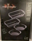 Hells Kitchen 4 Piece Bakeware Set Nib 2 Round Cake Pans Loaf 11.5" X 6" New. Price: $21.24.