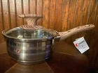 Nwt Bergner Saucepan Glass Stainless Steel W/lid .8 Qt. Wooden Handle New. Price: $26.90.