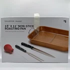 Sharper Image Roasting Pan Carving Knife Fork Baster 15X11 Copper Non-stick Coat New. Price: $30.23.