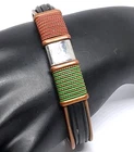 Copper Wired .5 Inch Wide Red, Green And Black Bracelet Size 7 Pre-owned. Price: $11.50.