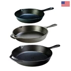 Lodge Skillet Set Pre-seasoned Cast Iron 3 Pcs Pan 8", 10.25" & 12", Black New. Price: $136.21.