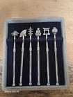 Vintage Japanese 6 Swizzle Sticks Set Figural Finials Sterling Silver. Price: $499.99.