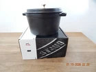 Staub Enameled Cast Iron Tall Deep Round Cocotte Dutch Oven 5 Qt 9-3/8" Black New. Price: $199.99.