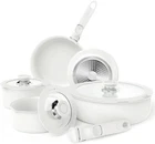 Bazova Pots Pans Set Nonstick With Detachable Handles, 10 Pcs Ceramic New. Price: $87.95.