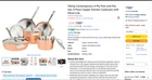 Viking Contemporary 4-PLY Pots And Pan Set, 9 Piece Copper Kitchen Cookware New. Price: $595.00.