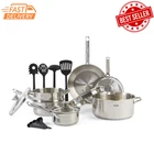 T-fal & Strain Stainless Steel Cookware Set 14 Piece Pots Pans Box New. Price: $106.99.