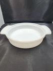 Vintage Anchor Hocking Fire 1429 Milk Glass Round Casserole Dish Qt Used. Price: $9.00.