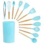 Megachef Light Teal Silicone & Wood Cooking Utensils Set Of 12 New. Price: $46.74.