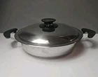 Amc Stainless Steel Cookware Sauce Saute 9.5" Pan Double Handle Lid Used. Price: $65.00.