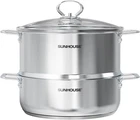 Sunhouse 2 Tier Stainless Steel Steamer Pot 5.5 Qt For Vegetables New. Price: $54.99.