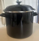 Le Creuset 12 Quart Enamel On Steel Stockpot / Soup Cerise Black Euc Used. Price: $89.99.