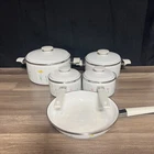 5 Piece Studio Nova UN427 Fresh Mint Pattern Cookware Frying Pots & Pans Set Used. Price: $169.95.