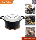 Cast Iron Enameled Dutch Oven With Acacia Trivet 6 Quart Induction Broil... New. Price: $217.14.