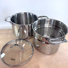 Viking 3 Ply Stock Pot Pasta Strainer 8-QT, 7.6L 18/8 Stainless Steel Set Used. Price: $89.99.