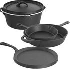 Megachef 5 Piece Pre-seasoned Cast Iron Kitchen Cookware Set W/pot & Pan, Black New. Price: $134.29.