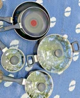 Tefal Origins 5 Piece Stone Cookware Set Pots And Pans Nonstick With Lids Used. Price: $28.99.