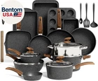 Kitchen Induction Cookware & Bakeware Set - 30 Piece Black Granite Cooking Pans New. Price: $317.71.