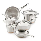 Anolon Nouvelle Copper Stainless Steel 10-PC Cookware Set, Silver Used. Price: $190.00.