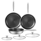 Innerwell 6 Piece Stainless Steel Frying Pan Set With Lids Cookware Nonst... New. Price: $147.45.