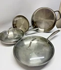 Mueller Stainless Steel Cookware Set 4 Pans Glass Lids 8 10 12 Induction Used. Price: $99.00.