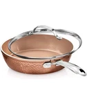 Gotham Steel 9.5" Hammered Pan With Tempered Glass Lid Cool Touch Handles New. Price: $28.00.