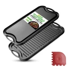 Nutrichef Reversible Cast Iron Griddle Pan 0.91", Black New. Price: $69.99.