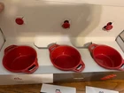 Staub 3 Mini Cocottes Cherry Red W/paperwork Box (nib) (a) New. Price: $35.00.