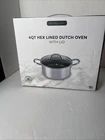 New Servappetit 4 Qt Hex Lined Dutch Oven With Glass Lid Box. Price: $20.51.