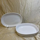 Corningware White Dish Set: F-6-B Casserole And P-811 Platter Made Usa Used. Price: $20.00.
