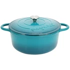 Megachef 6.35 Quart Round Enameled Cast Iron Dutch Oven With Lid In Light Blue New. Price: $73.00.