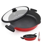 Bobikuke 14-INCH Large Deep Frying Pan Skillet With Lid, 5-QUART Non Stick Saute New. Price: $72.46.