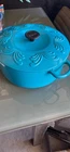 Chantal 5QT. Round Cast Iron Dutch Oven Sea Blue Color Used. Price: $74.95.