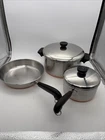5 Piece Set Revere Ware Copper Clad Bottom Stainless Steel 3 Pans 2 Lids All 87 Used. Price: $62.50.