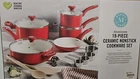 Martha Stewart 19 Piece Ceramic Non-stick Heavy-gauge Cookware Set New Pc. Price: $90.00.