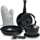 Moss & Stone Black Pots And Pans Set Non Stick, Cookware Pcs, New. Price: $63.99.