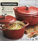 Tramontina Enameled Cast Iron Dutch Ovens Red 3.5QT & 5.5QT 2 Packs New. Price: $70.00.