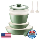 Becigar 8PCS Ceramic Cookware Nonstick Pans Set Removable Handle Stackab New. Price: $67.01.