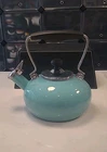 Chantal Whistling Teapot Kettle Belly Shape Aqua Enamel 1.8 Qt (B1-CL) Open. Price: $64.99.