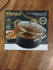 Nib Parini 4.5QT 18K Infused Gold Coated Casserole Pot W/ Tempered Glass Lid New. Price: $20.00.