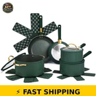 Thyme & Table 12-PIECE Non-stick Cookware Set Hunter Green New. Price: $138.99.