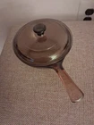 Vision By Corning Amber Glass 0.5 Sauce Pan Pot Usa With Pyrex P81C Lid Used. Price: $19.99.