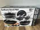 Gotham Steel Pro Nonstick 15-PIECE Hard Anodized Aluminum Ceramic Cookware Set New. Price: $179.88.