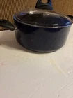 Megaware Rondine Ceramic Dark Blue 2 Handle Lg. Pot Pan Halogen Glass Lid Italy Used. Price: $27.99.