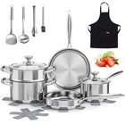 Askscici Stainless Steel Cookware Set, 16-PIECE Pots And Pans Non Toxic, New. Price: $69.99.