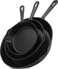 Cast Iron 3 Piece Set, Chefs Pan, Pre Seasoned Skillets, 6, 8 New. Price: $35.95.
